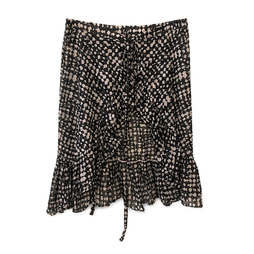 Eres Swimsuit Coverup Skirt Black White Ruffled One Size Made in France Luxury